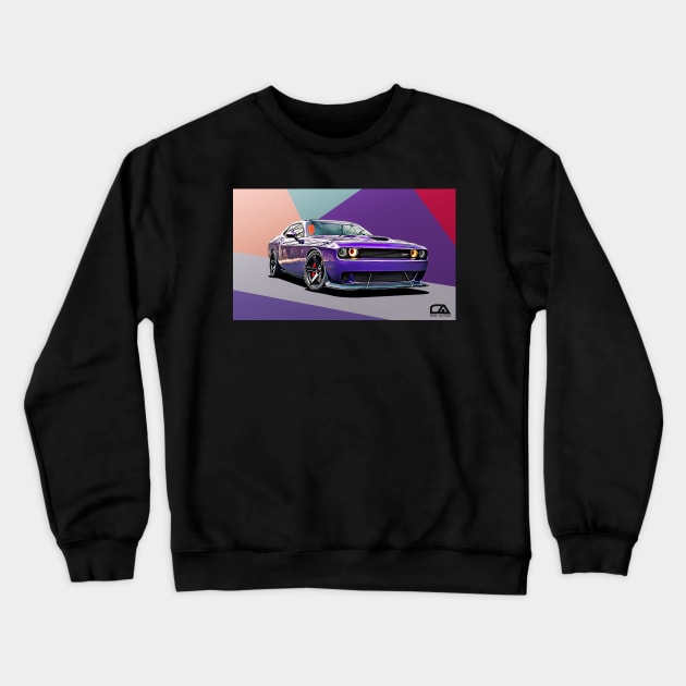 Dodge Challenger Illustration Crewneck Sweatshirt by GasAut0s